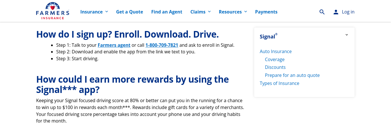 usage-based auto insurance: farmers signal usage-based auto insurance: farmers signal screenshot