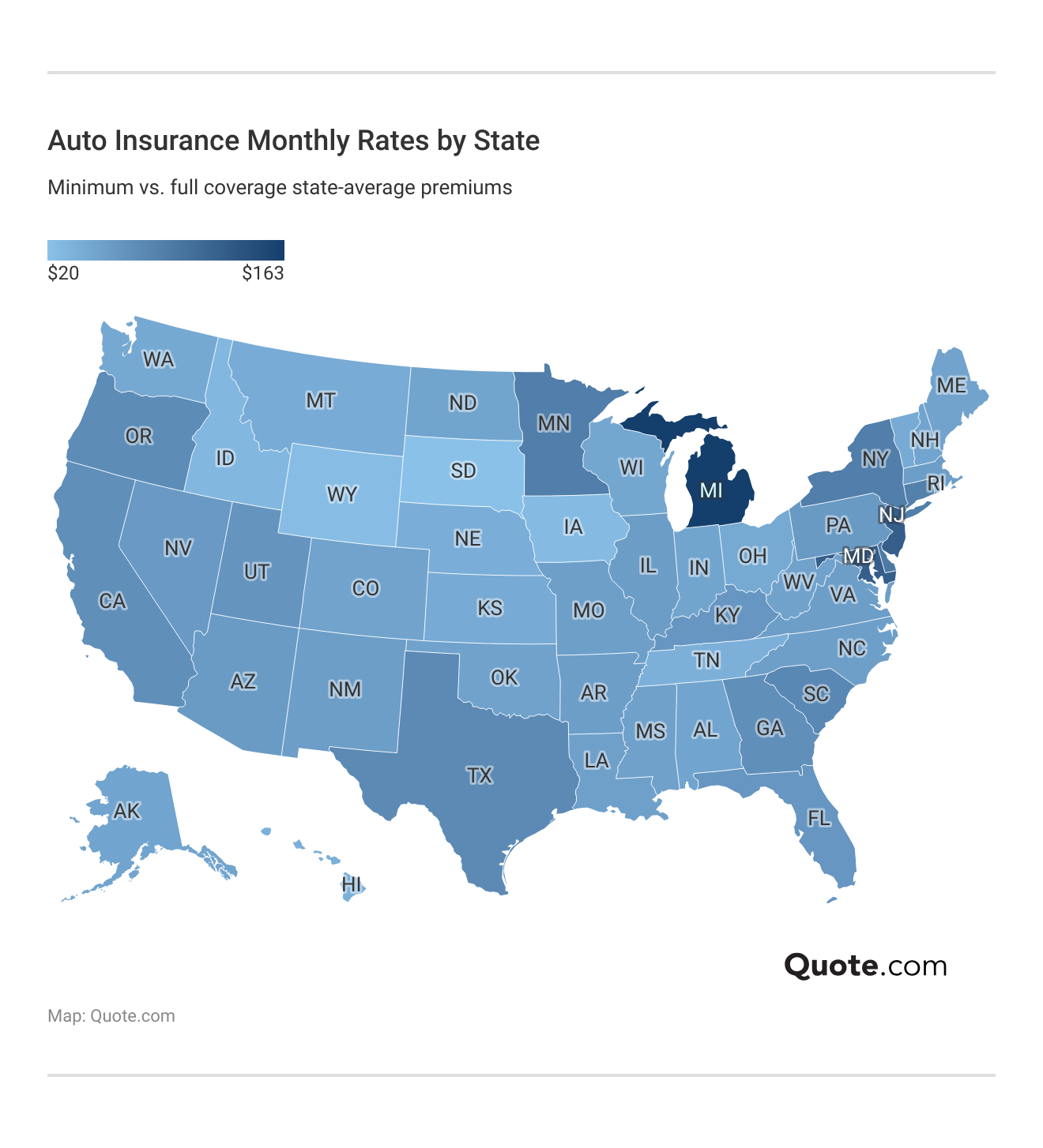 Auto Insurance Monthly Rates by State Auto Insurance Monthly Rates by State