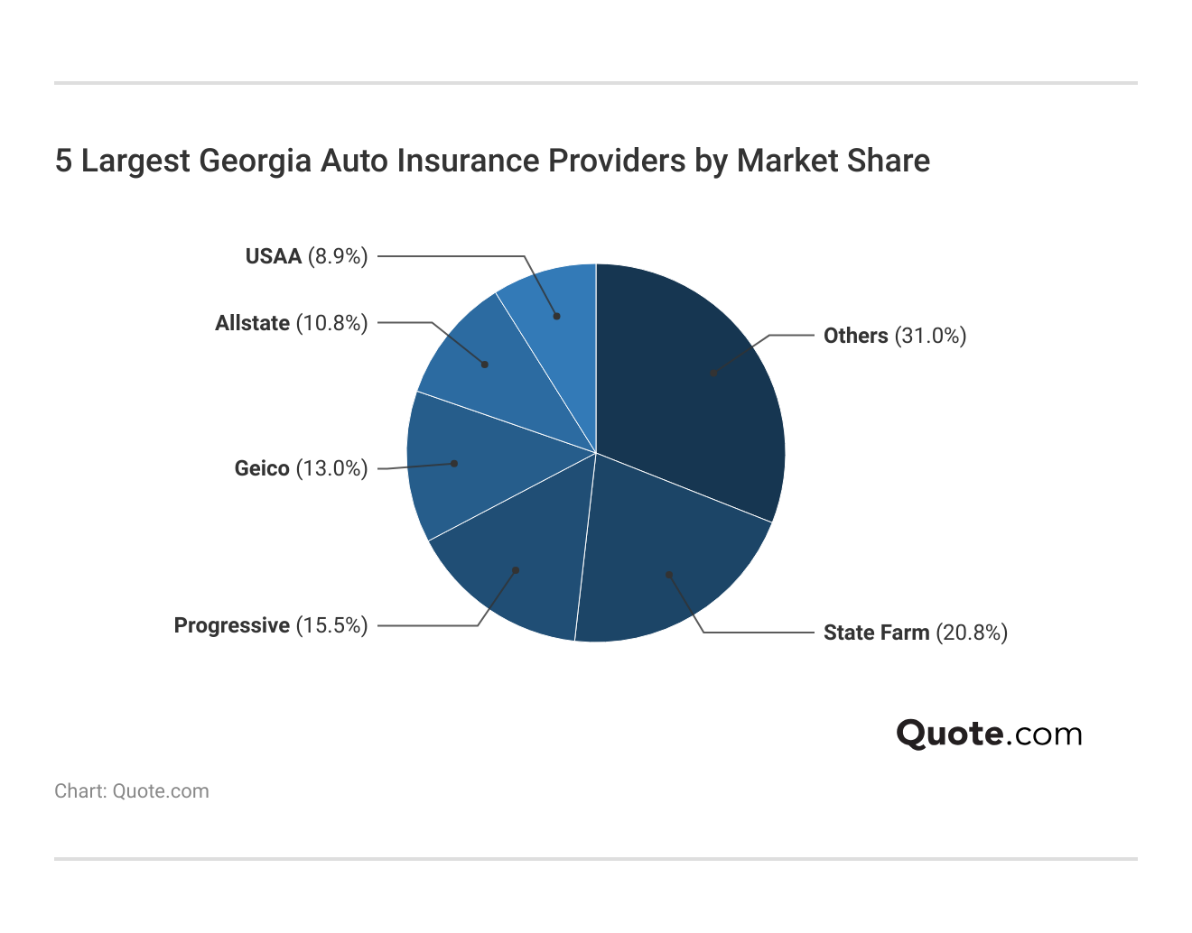 <h3>5 Largest Georgia Auto Insurance Providers by Market Share</h3>