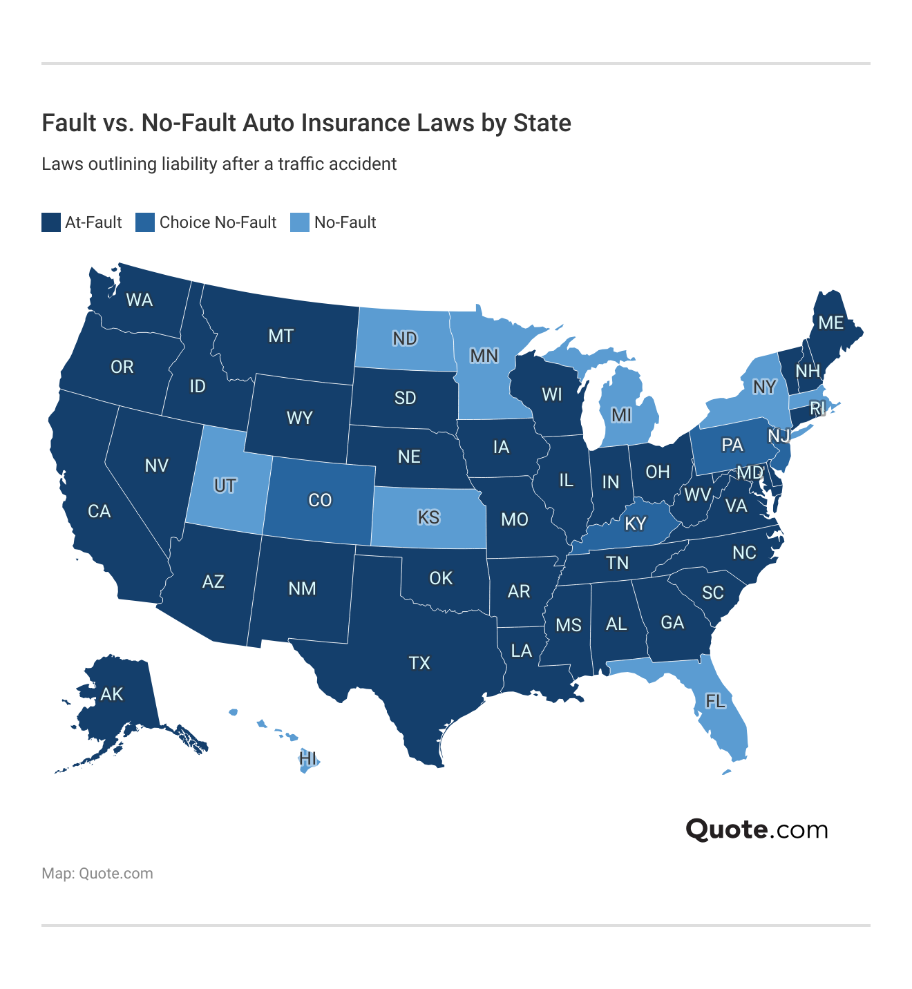 <h3>Fault vs. No-Fault Auto Insurance Laws by State</h3>