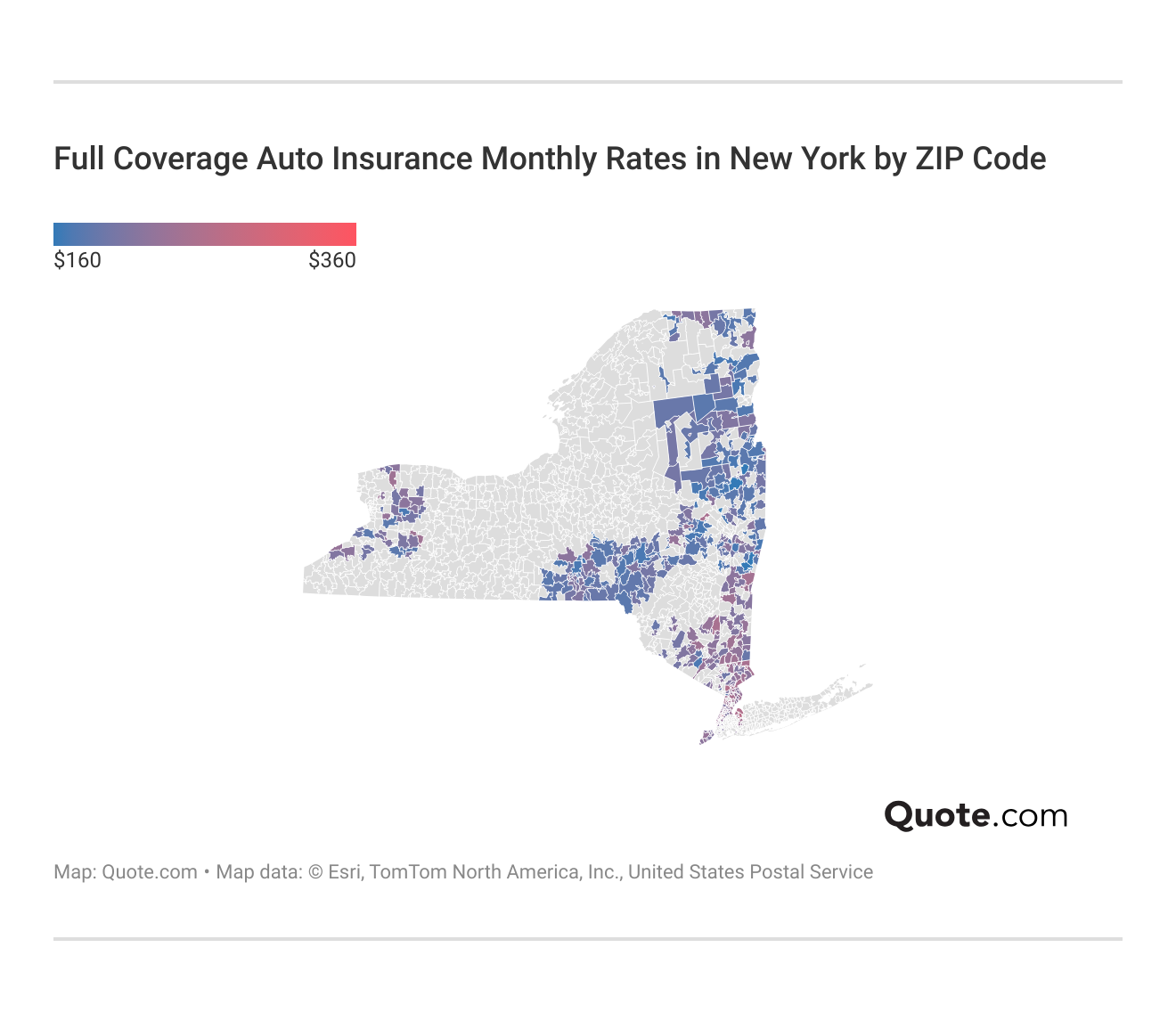 <h3>Full Coverage Auto Insurance Monthly Rates in New York by ZIP Code</h3>