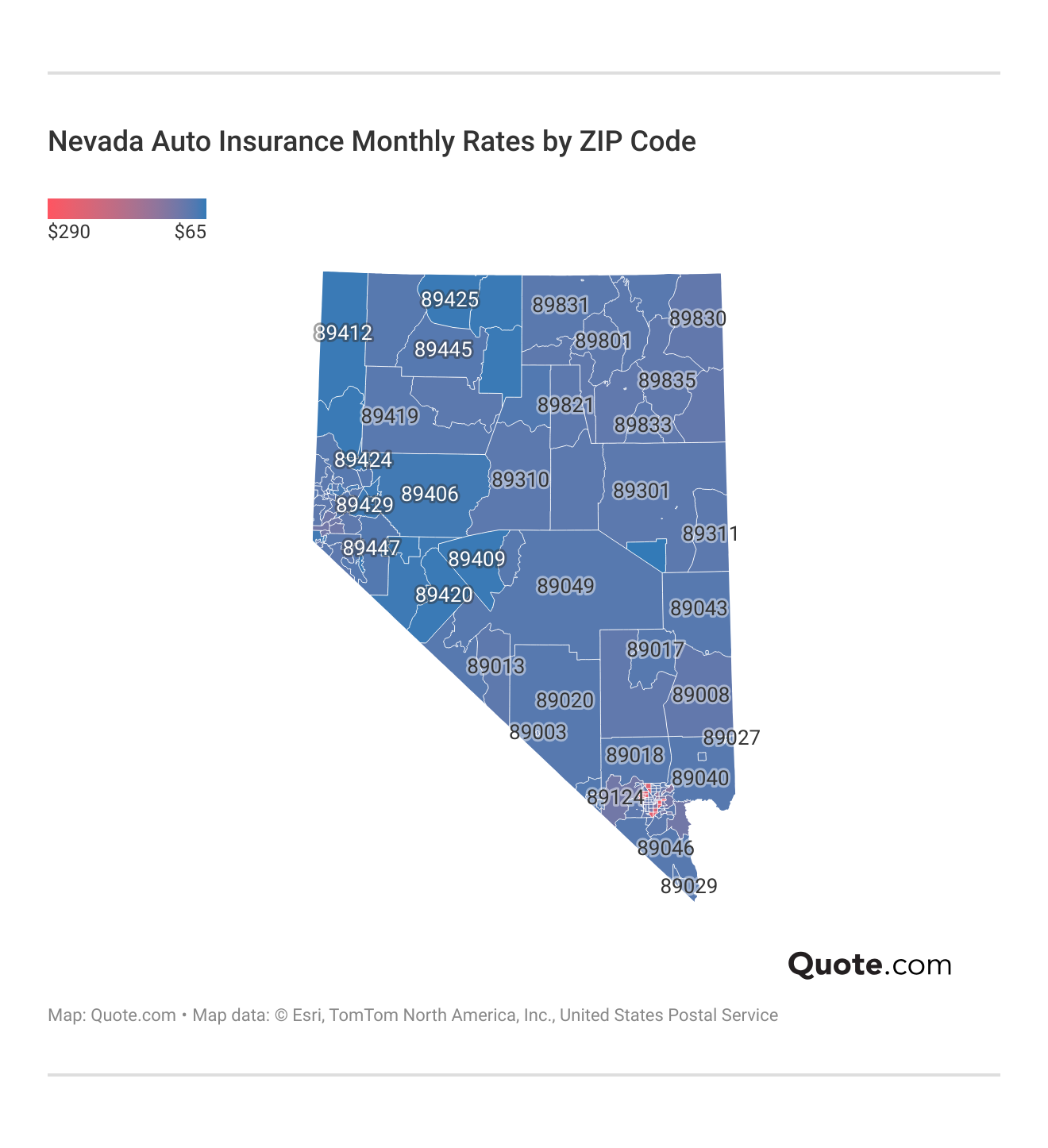 <h3>Nevada Auto Insurance Monthly Rates by ZIP Code</h3>
